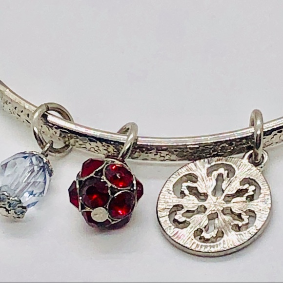 ❤️ silver tone bangle with three charms❤️ - Picture 2 of 2